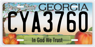 GA license plate CYA3760