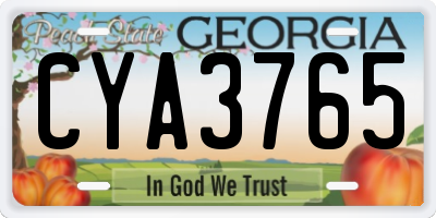 GA license plate CYA3765