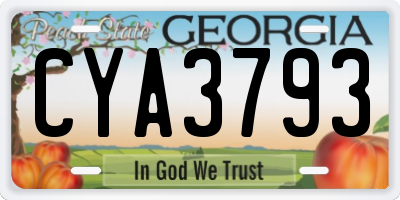 GA license plate CYA3793