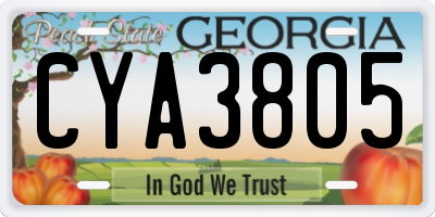 GA license plate CYA3805