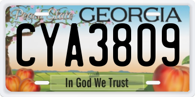 GA license plate CYA3809