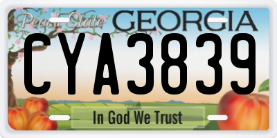 GA license plate CYA3839