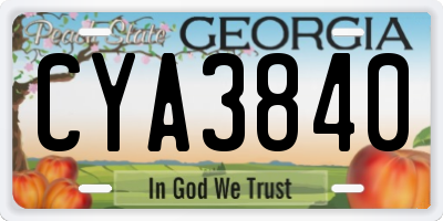 GA license plate CYA3840