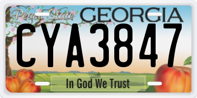 GA license plate CYA3847