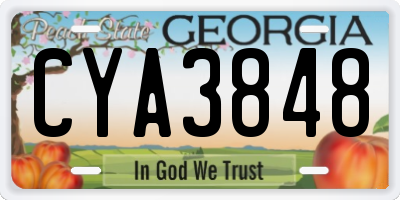 GA license plate CYA3848