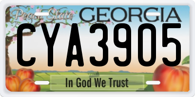 GA license plate CYA3905