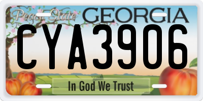 GA license plate CYA3906