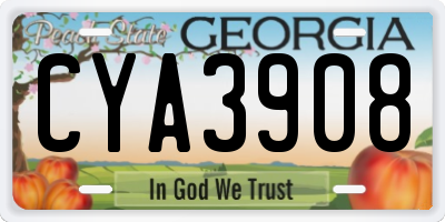 GA license plate CYA3908