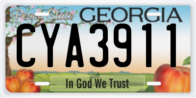 GA license plate CYA3911