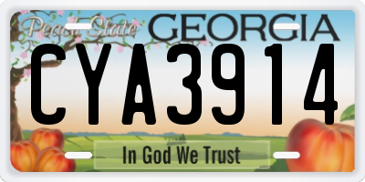 GA license plate CYA3914