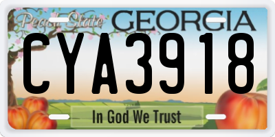 GA license plate CYA3918
