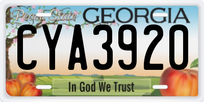GA license plate CYA3920