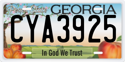 GA license plate CYA3925