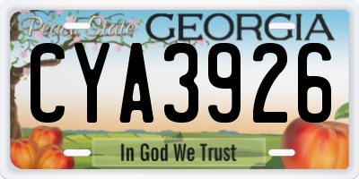 GA license plate CYA3926