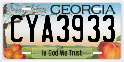 GA license plate CYA3933