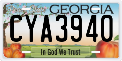 GA license plate CYA3940
