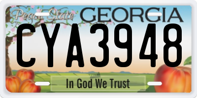 GA license plate CYA3948