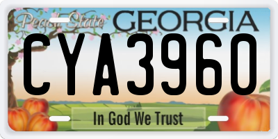 GA license plate CYA3960
