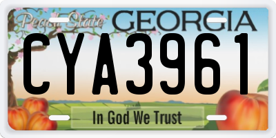 GA license plate CYA3961