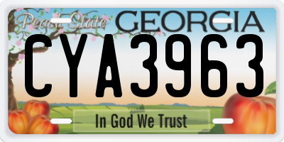 GA license plate CYA3963