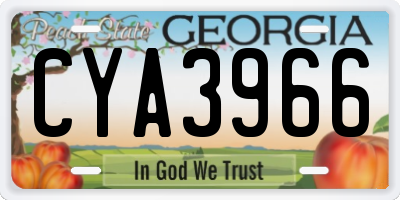 GA license plate CYA3966
