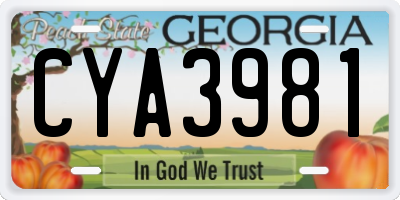 GA license plate CYA3981