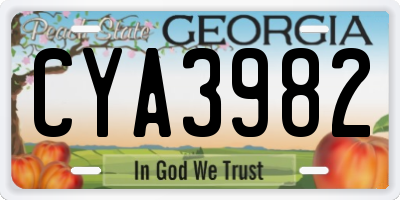 GA license plate CYA3982