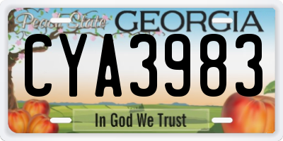 GA license plate CYA3983