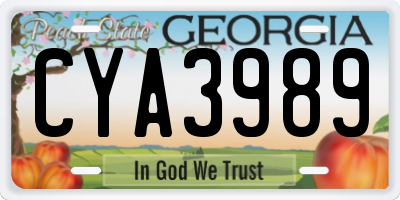 GA license plate CYA3989