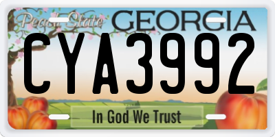 GA license plate CYA3992