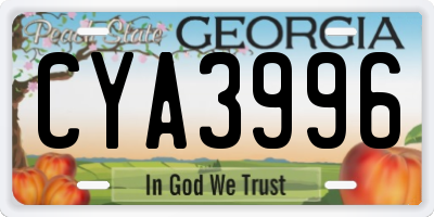 GA license plate CYA3996