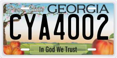 GA license plate CYA4002