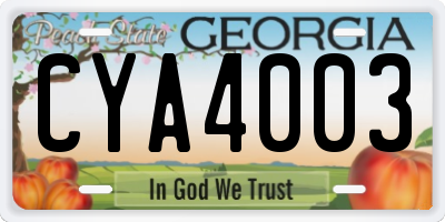 GA license plate CYA4003