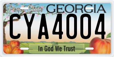 GA license plate CYA4004