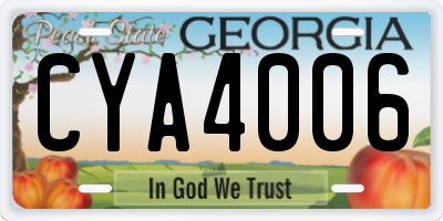 GA license plate CYA4006