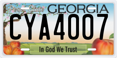 GA license plate CYA4007