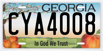 GA license plate CYA4008