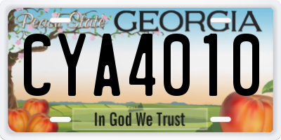 GA license plate CYA4010
