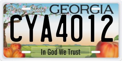 GA license plate CYA4012