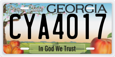 GA license plate CYA4017
