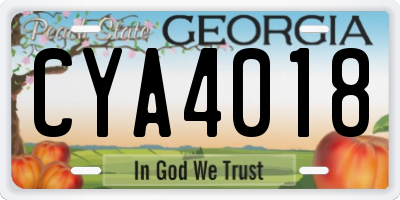 GA license plate CYA4018