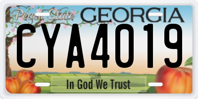 GA license plate CYA4019