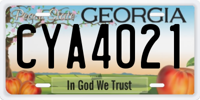 GA license plate CYA4021