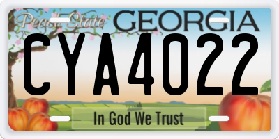 GA license plate CYA4022