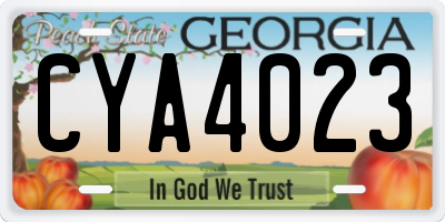 GA license plate CYA4023