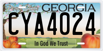 GA license plate CYA4024