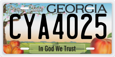 GA license plate CYA4025