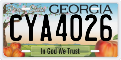 GA license plate CYA4026