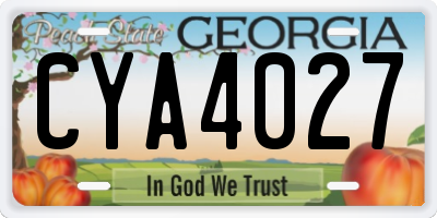 GA license plate CYA4027