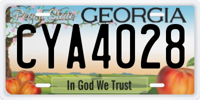 GA license plate CYA4028